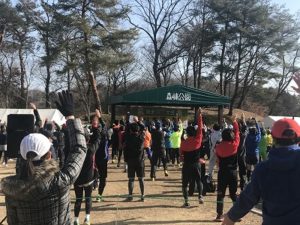 第43回森林公園完走マラソン開会式ジャパササイズ体操